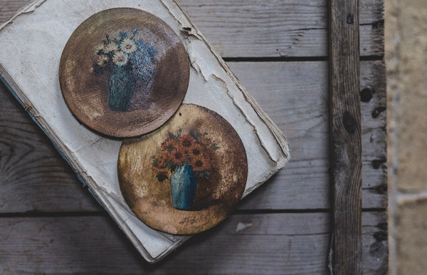 Small Antique French Floral Oil Paintings