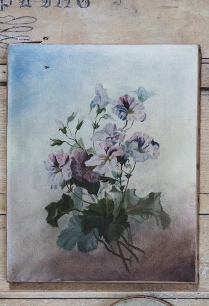 Vintage French Shabby Oil Painting on Canvas