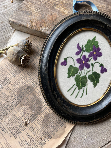 Vintage French Framed Embroidery