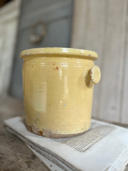 Small Antique Yellow Confiture Pot