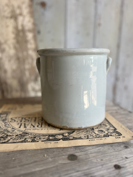 Large White Handled Vintage French Pot