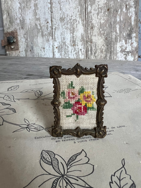 Vintage French Framed Embroidery