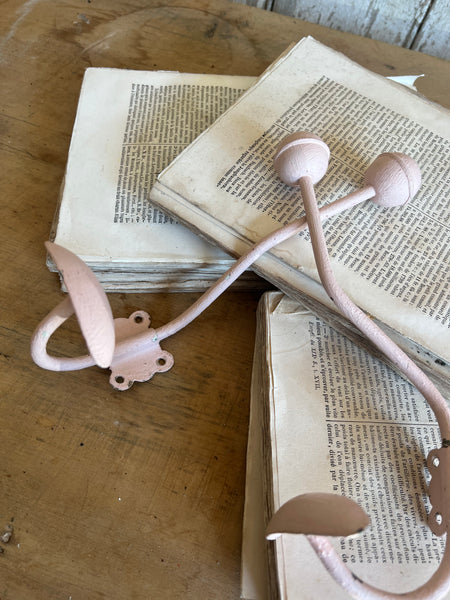 Pink painted french wall hooks