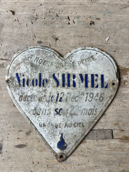 French Vintage Memorial Enamel Heart