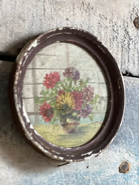 Small Framed French Floral Oil Painting