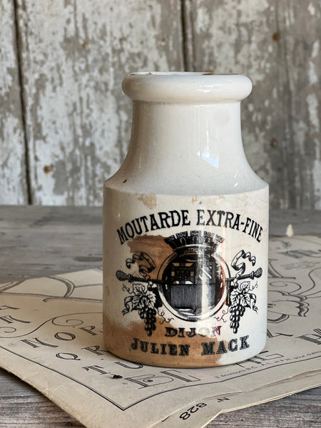 Branded French Antique Sarreguemines Stoneware Mustard Jar