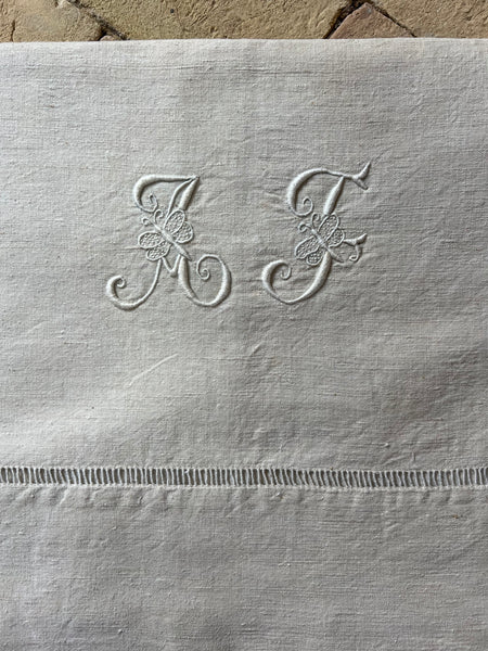 Vintage Thick French Linen Sheet AJ