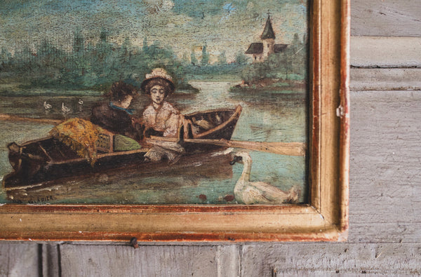 Antique French Boating Painting