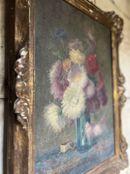 Beautiful Framed French Floral Oil