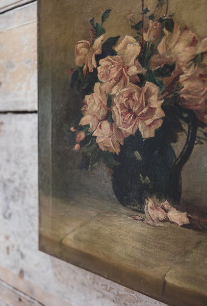 1908 Floral Oil Painting on Canvas