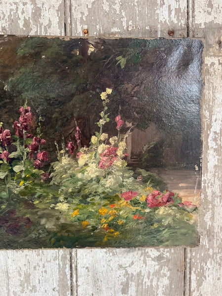 French Garden Landscape Painting Oil on Canvas 1906