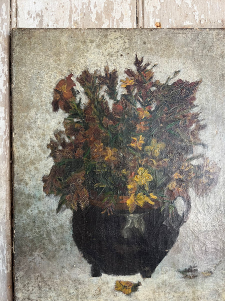 Beautiful Dark French Floral Oil on Canvas