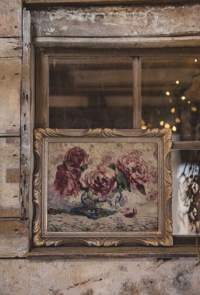 Framed Floral Oil Painting