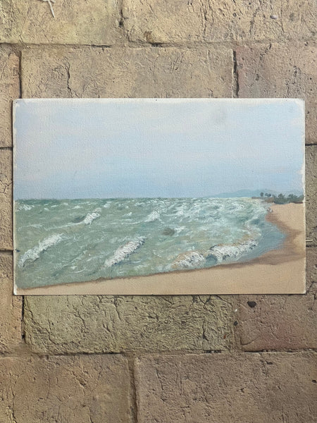 Vintage Beach Oil Painting