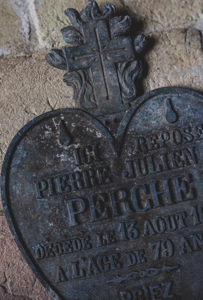 1893 Vintage French Rustic Memorial Heart