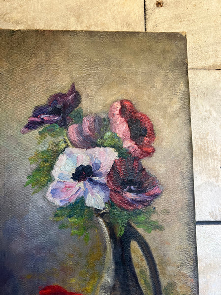 French Floral Oil on Canvas