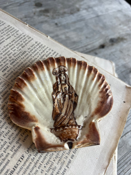 A vintage French painted seashell