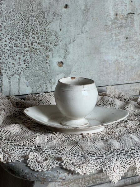 Small Creil et Montereau Vintage Sauce Dish