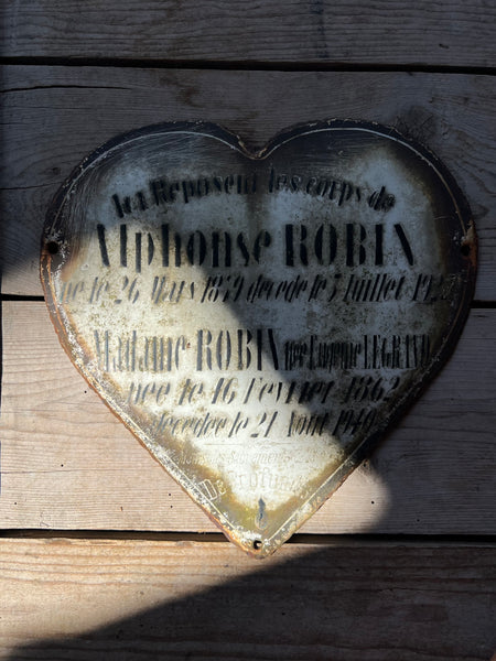 Large Vintage French Rustic Memorial Heart