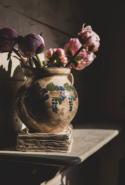 Painted Vintage French Handled Pot