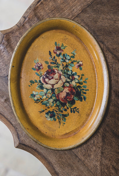 Vintage Hand Painted Floral Tray