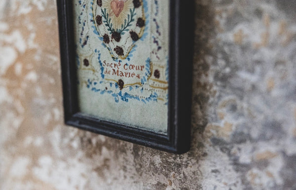 Framed Sacred Heart Religious Curio
