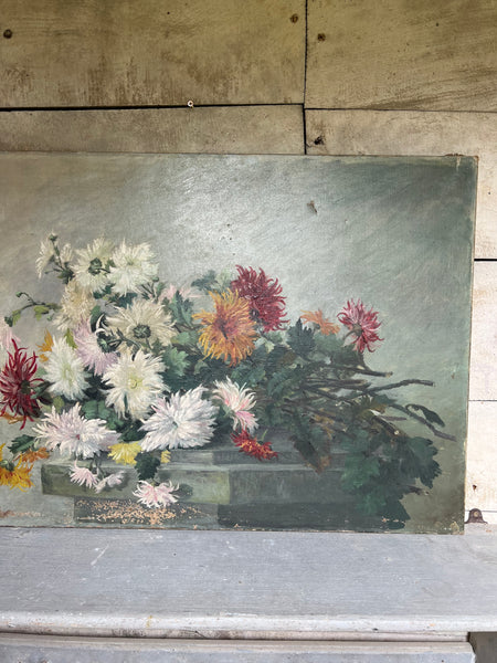 Large Floral Oil Painting on Canvas