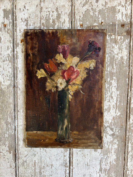 French Floral Oil on Canvas