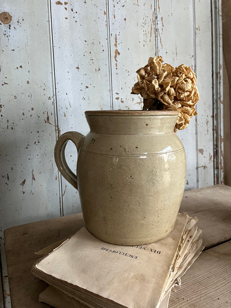 Large French Stoneware Handled Pot