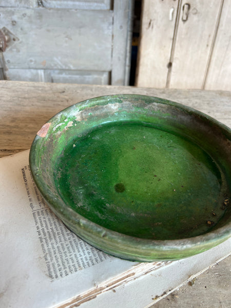 Antique Green Provençal Dish