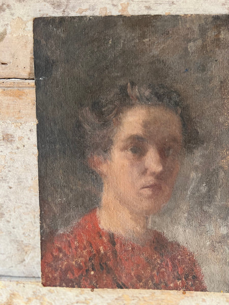 French Lady Oil Portrait on Board