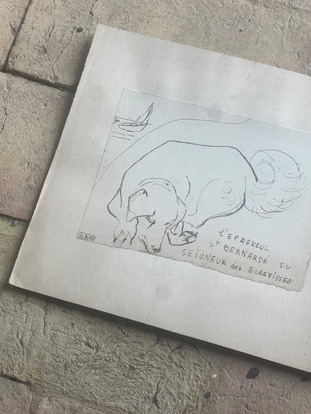 Sweet French Dog Painting 1960