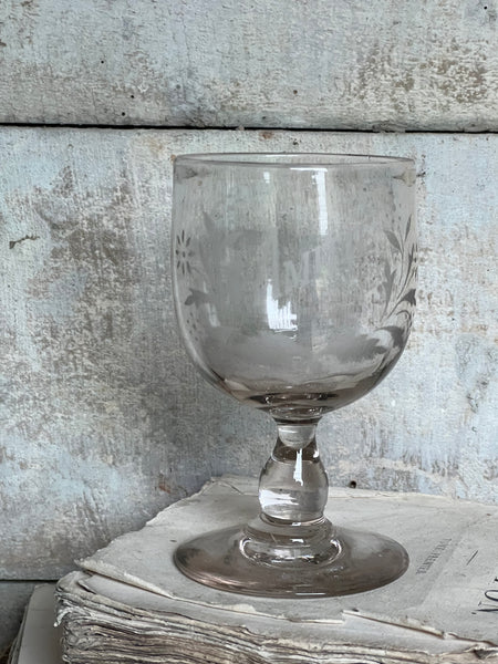 Vintage French Etched Glass