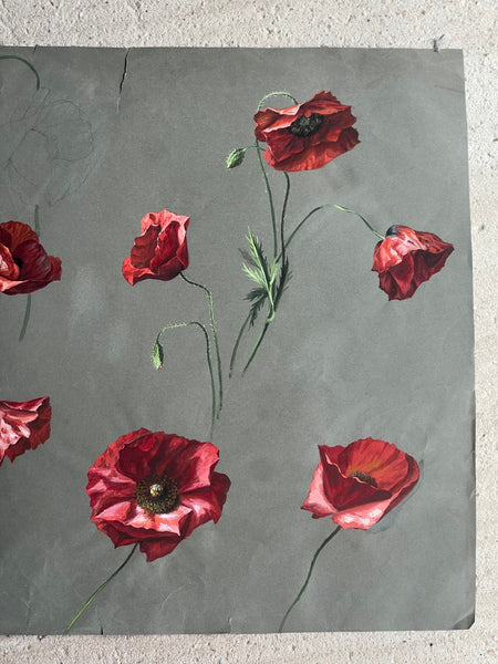 Gorgeous Poppy Vintage Painting