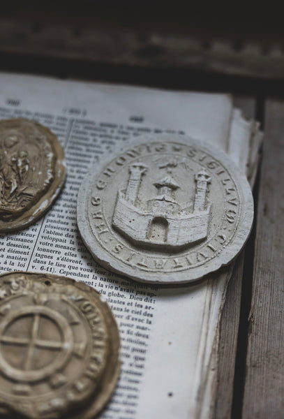 French Plaster Vintage Decorative Discs