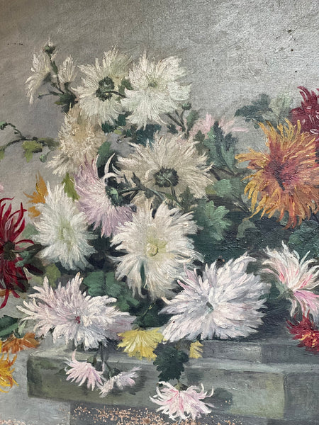 Large Floral Oil Painting on Canvas