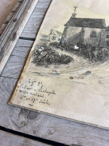 Beautiful Antique French Sketch