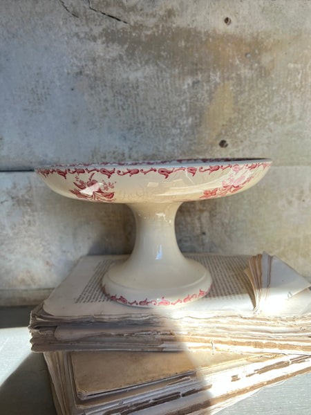 Beautiful French Floral Transferware raised dish