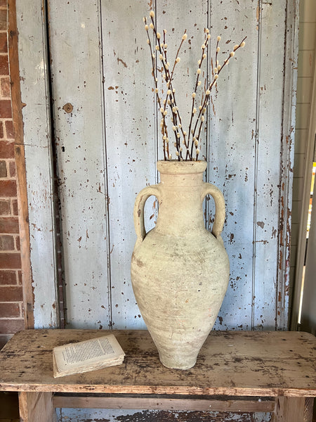 French Vintage Tall Huge Natural Earthenware Vase
