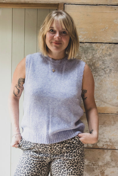 Saige by Nomads Scallop Lilac Knit Tank