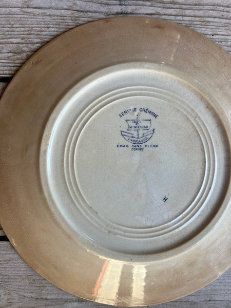 Creil et Montereau Buttery Blue Plate