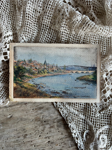 Hand Painted French Postcard -  Allier River