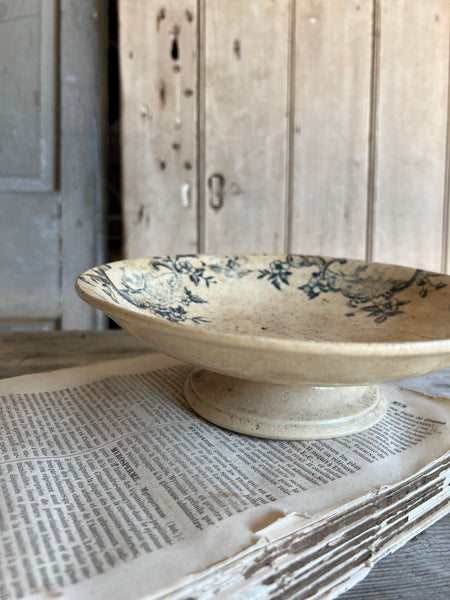 Beautiful French Floral Transferware raised dish