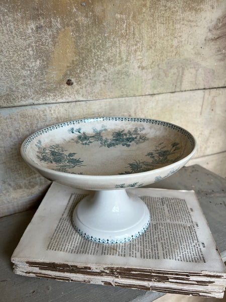 French Floral Transferware raised dish