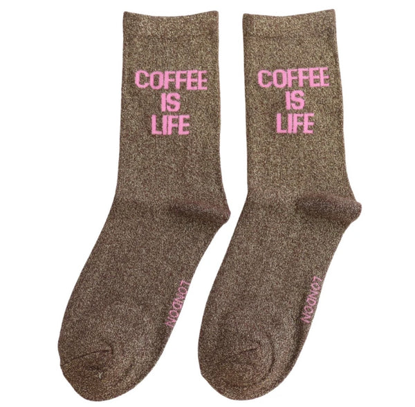 Glitter Statement Socks Coffee is Life