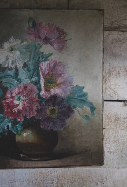 Large Floral Oil Painting on Canvas