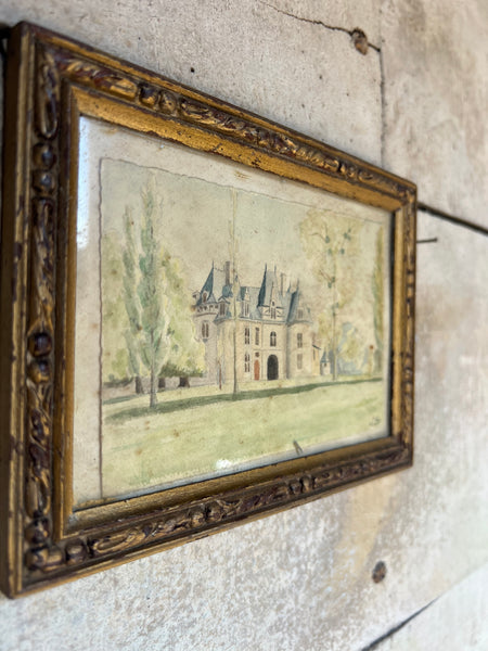 Beautiful Watercolour Chateau Painting