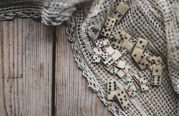 Mini Antique Bone Domino Pieces