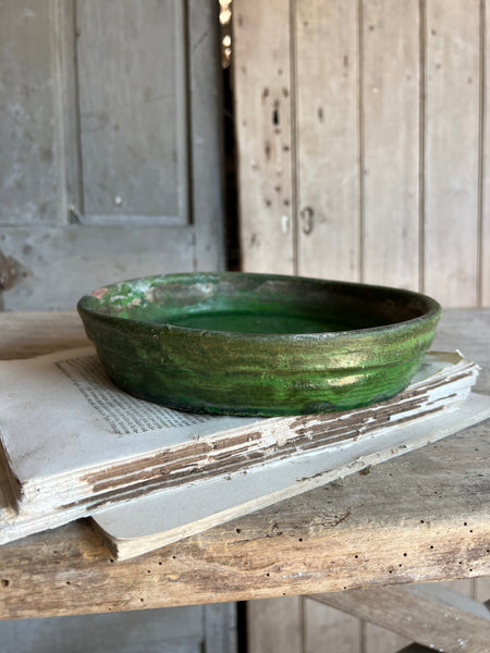 Antique Green Provençal Dish