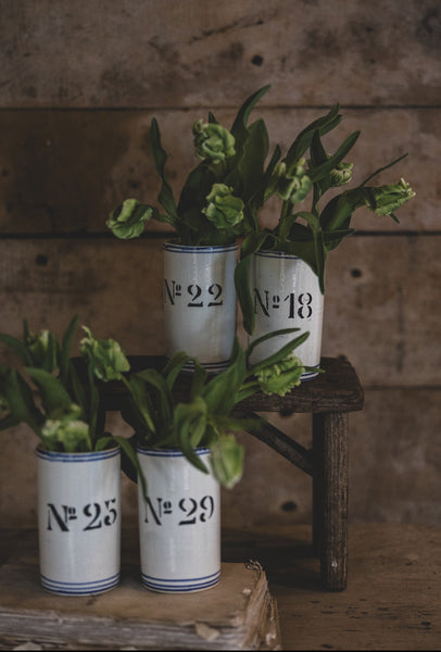 Antique Numbered Spongware Mugs